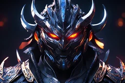 oni machine in 8k solo leveling shadow artstyle, ronin costum, cozmic mask, dynamic pose, oshare kei, hurufiyya, rtx , neon lights, intricate details, highly detailed, high details, detailed portrait, masterpiece,ultra detailed, ultra quality