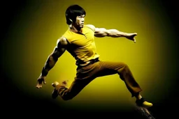 bruce lee,photo realism,in,his,prime,doing,flying,kick