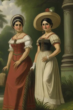 2 mexican woman painting neoclassism standing