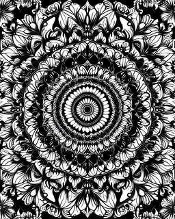Stunning pattern mandala style only out line black and white