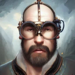 a _ fantasy _ style _ portrait _ painting _ of beautiful white male dwarf black hair short head smirk round face steampunk goggles rpg dnd oil _ painting _ unreal _ 5 _ daz. _ rpg _ portrait _ extremely _ detailed _ artgerm _ greg _ rutkowski _ greg