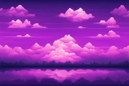 Symmetric Purple SKY WITH CLOUDS BACKGROUND Pixel Art