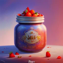 pixar style, realistic painting of a pretty housewife and a jar full with strawberry jam, kitchen in the background volumetric redand blue sky environment and background, volumetric lighting, dramatic lighting, detailed digital painting, extreme dense and fine, anime, ornate, colour-washed colors, elegant, small minutiae, tiny features, particulars, centered, smooth, sharp focus, renderman gofur render, 8k, uhd, detailed eyes, realistic shaded volumetric lighting, caustics, backlight