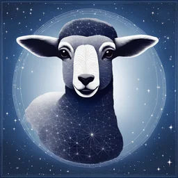 the constellation in the form of a lamb, the background is the night blue sky