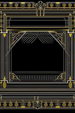 gold art deco delicately designed border on a black background