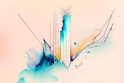 Abstract watercolour art with sketchy pencil outlines