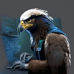 profile picture of a eagle as a hacker using computer