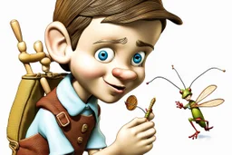 Pinocchio and the Talking Cricket. Modifiers: highly detailed sharp focus extremely detailed Award winning photography studio lighting intricate photorealistic very attractive beautiful high detail dynamic lighting award winning ultra detailed high definition colourful