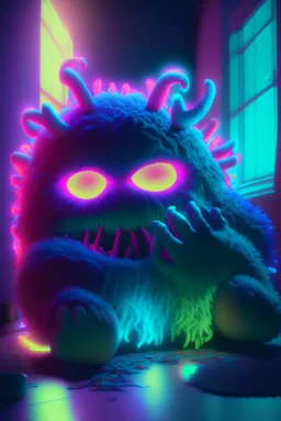 Sleep monster,photo quality, unreal engine render, highest quality, vivid neon colors, volumetric lighting,