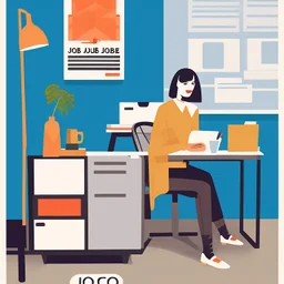 Ilustración cartel de oficina de empleo; estilo Joe Sacco