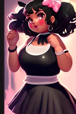 black cute chubby teen girl art fullbody