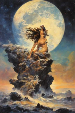 Lunar Display, northern light, glowing, beautiful, Boris Vallejo, Frank Frazetta, Julie bell, Caravaggio, Rembrandt, Michelangelo, Picasso, Gilbert Stuart, Gerald Brom, Thomas Kinkade, Neal Adams, Jim Lee, Sanjulian, Thomas Kinkade, Jim Lee, Alex Ross, Dorian Vallejo, Stan Lee, Norman Rockwell