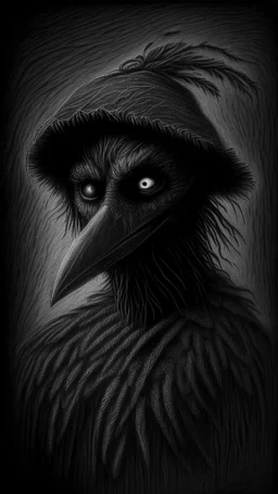 pencil drawing of a scare crow. Spooky, scary, halloween, realistic, black paper