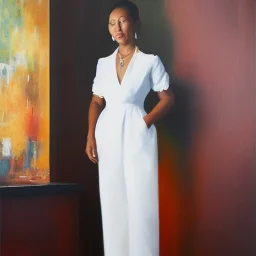 Full body portrait, painting, medium shot lady Tubism