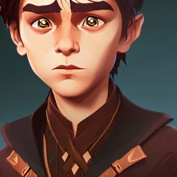 Portrait of a handsome brown haired little warlock kid by Nick Harris