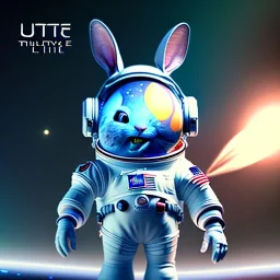 pixar style cute rabbit astronaut floating in space, unreal engine 5, 16k, background:space