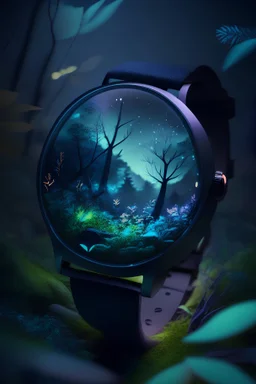 A wrist watch integrated with nature, with night lights ,4k