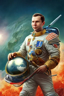 Yuri Gagarin, photorealistic illustration, 4k