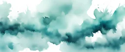 Blue turquoise teal mint cyan white abstract watercolor. Colorful art background. Light pastel. Brush splash daub stain grunge. Like a dramatic sky with clouds. Or snow storm cold wind frost winter.