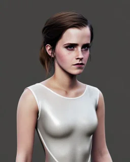 full body, emma watson identify face, latex bodysuit , big busty , face, pintura, ,details,texture,8k quality, florest, Minimalism, Romanticism, Expressionism, Impressionism