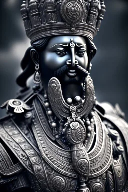 chhatrapati shivaji face, theme art, Dark moody night atmosphere, 8K, close-up face, anatomically perfect face,