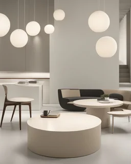 A contemporary, round multi-purpose guest table with a bold, new shape.