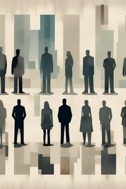 a distressing, haunting image of faceless people in square segments