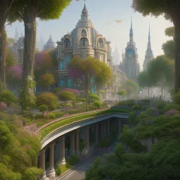 ,Beaux Arts architecture,+palladio+liveable street+detailed facades+green city,uphill road,trees on walkway,elegant avenue, biopunk+Bueno Aires,alphonse mucha, greg rutkowski,matte painting, cryengine, hyper detailed, felix kelly, fantasy art, seb mckinnon"