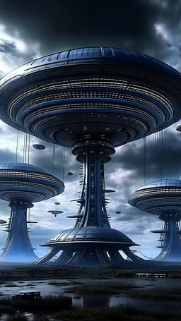 futuristic base of aliens in the sky