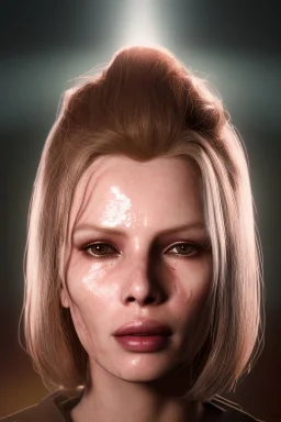 Ultra Realistic retro sci-fi scene, portrait, blonde woman, sweet young Kim Basinger face, perfect iris, glow eyes, makeup. Saturn background, Retro sci-fi style, helmet, tight latex coat, fog, rain, soft color, highly detailed, unreal engine 5, ray tracing, RTX, lumen lighting, ultra detail, volumetric lighting, 3d, finely drawn, high definition, high resolution.