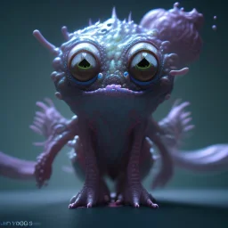 Cute fluid ink creature, big black eyes, unreal engine 5, 8k resolution, photorealistic, ultra detailed