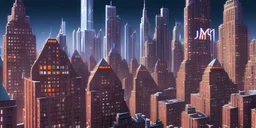 detailed inner city of new york . robots