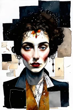 Weathering the storm, stone texture patchwork, watercolor and ink, intricate, elegant, Egon Schiele, Annigoni, Catrin Welz-Stein, debeh
