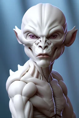 White humanoid creature alien, sharp, extremely high detail, 4k uhd