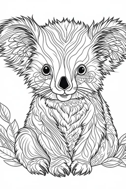 outline art for Koala Joey coloring pages with sitch, white background, Sketch style, full body, only use outline, toddlers style, clean line art, white background, no shadows and clear and well outlined.