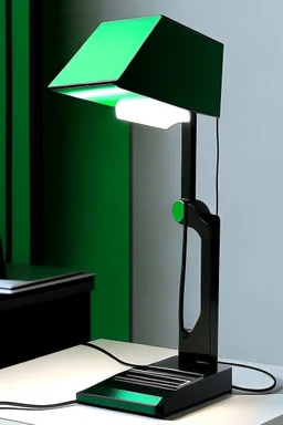 gaming table lamp inspired by knife, modern design, black and green color