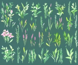 vector plants and herb set illustration. watercolor