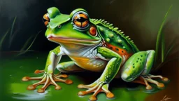 oil painting frog