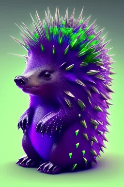 green Porcupine with purple crystals on his back