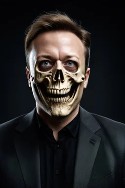 Portrait of Elon musk, scary skeleton face