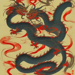 Ukiyo-e style dragon