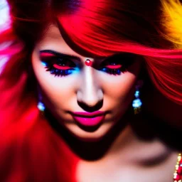 Clear focus, 8k, high quality, detailed, beautiful lighting, Shiva, vibrant colors, red hair, vibrant red eyes,