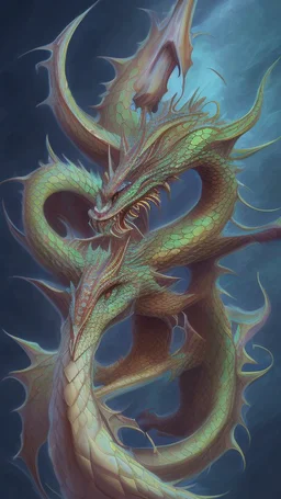 Un dra a cinq têtes de couleurs différentes