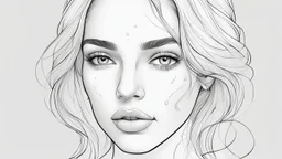 Outline drawing for portrait of a gorgeous and sweet woman, tears, coloring page, white background, sketch style, use outline only, clean lines, white background, no shadows, clear and well outlined