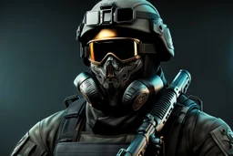 Ghost Soldier with skull mask in 8k realistic cgi drawing style, call of duty them, close picture, neon, intricate details, highly detailed, high details, detailed portrait, masterpiece,ultra detailed, ultra quality