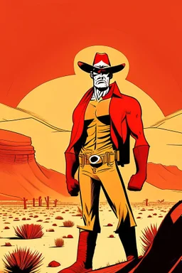 a simple red blooded desert valley marvel comics style