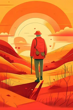imagen de un hombre buscando encontrarse con otros seres desde el amor, en un tiempo sin tiempo plano general ,colores cálidos