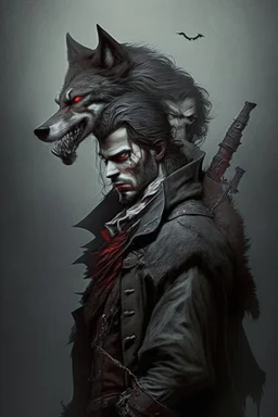 vampire hunter with a wolf head slung over his shoulder