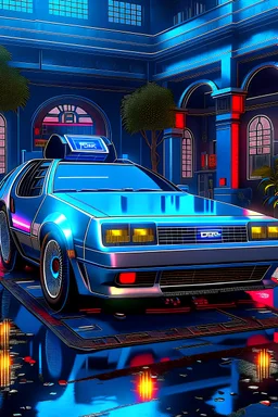 3d rendering of a hyperrealistic “time machine environment”: Back to the future movie, front view, symetric, artstation: award-winning: professional portrait: fantastical: clarity: 16k: ultra quality: striking: brilliance: amazing depth: masterfully crafted.