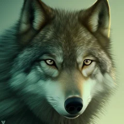 Anthropomorphic wolf wearing green sweater, hyperrealism, 8K, masterpiece, expert, cinematic lighting, sharp focus